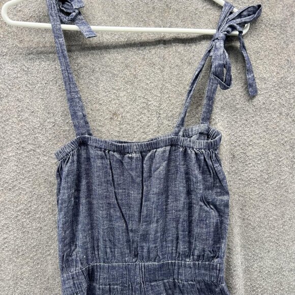 Theory Jumpsuit Womens 0 Blue Chambray Wide Leg Cropped Tie Strap Casual - Picture 3 of 10
